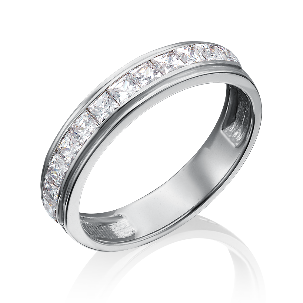 Обручальное кольцо из белого золота с фианитами 01-3660-00-501-1120-38