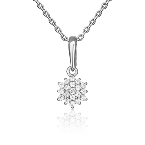 Подвеска «Снежинка» из белого золота с фианитами 03-2278-00-501-1120-38