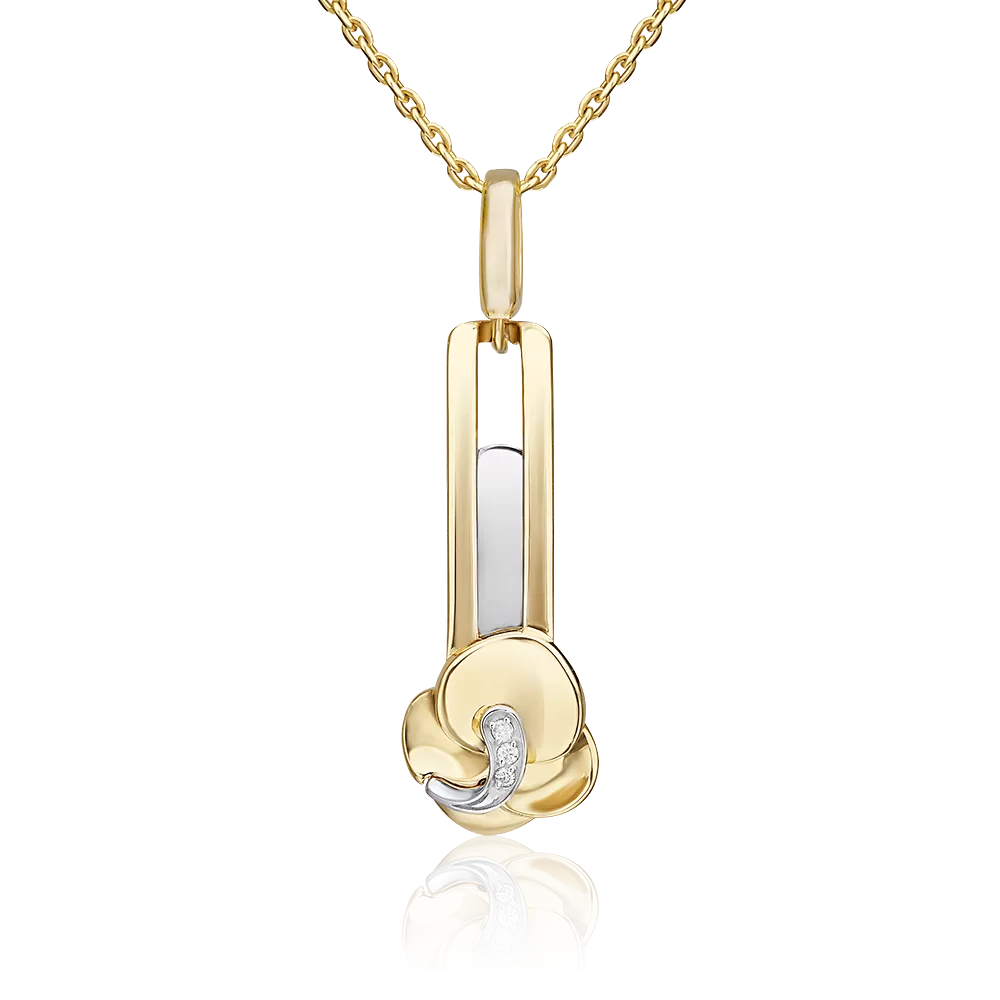 Подвеска из комбинированного золота с бриллиантами 03-3368-00-101-1121