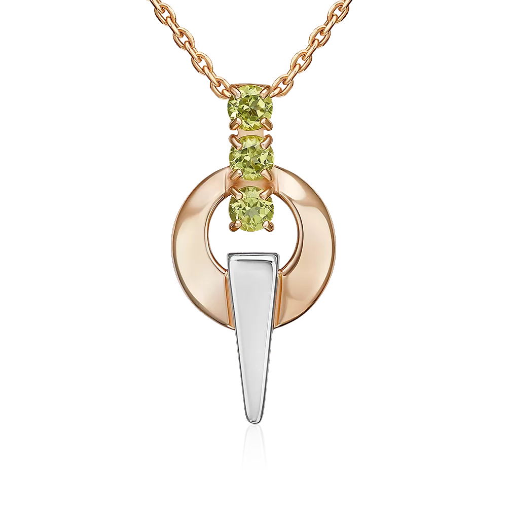 Подвеска из комбинированного золота с хризолитами 03-3575-00-205-1111