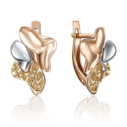 Серьги с английским замком из комбинированного золота 02-4067-00-000-1140-48