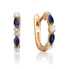 Серьги с английским замком из красного золота с сапфирами и бриллиантами 02-0929-00-105-1110-30