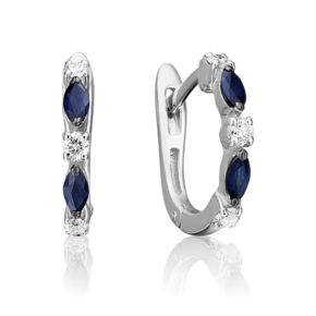 Серьги с английским замком из белого золота с сапфирами и бриллиантами 02-0929-00-105-1120-30