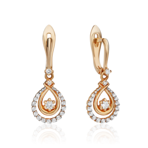 Серьги с английским замком из красного золота с бриллиантами 02-0930-00-101-1110-30