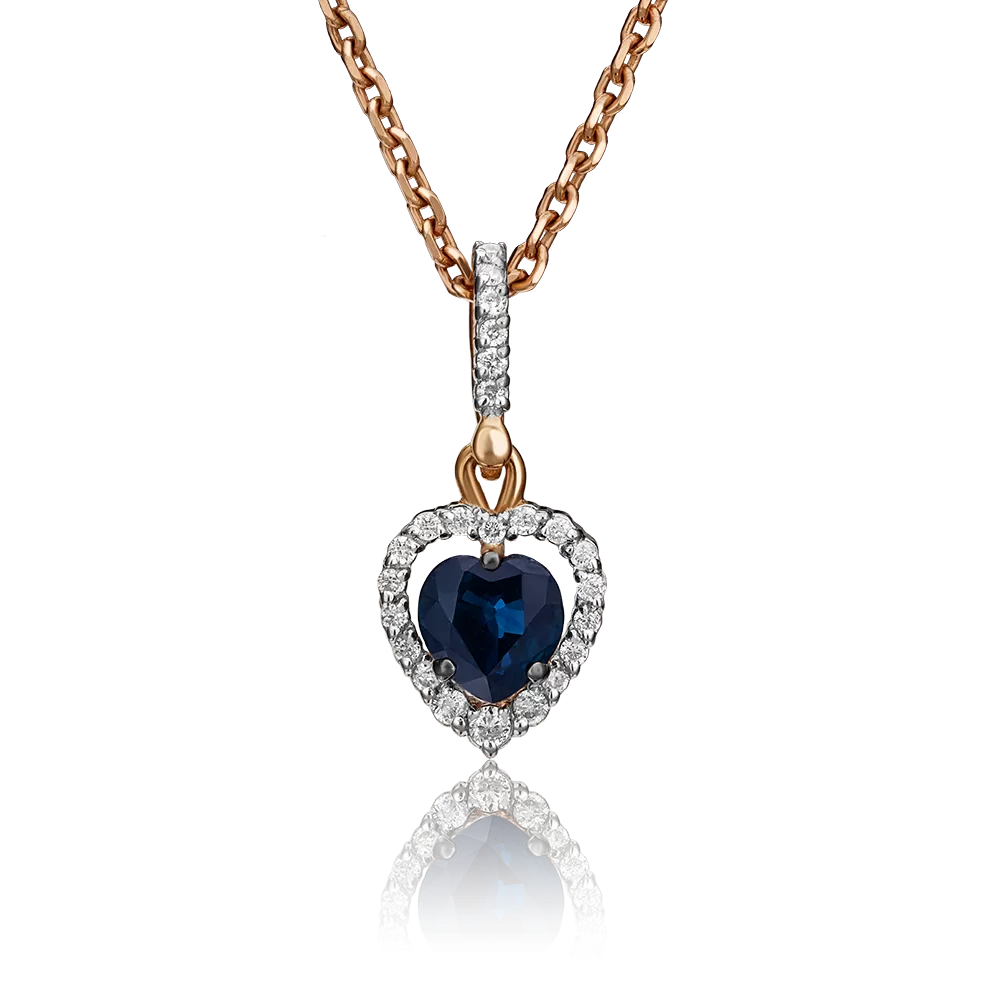 Подвеска из красного золота с сапфиром и бриллиантами 03-0542-00-105-1110-30