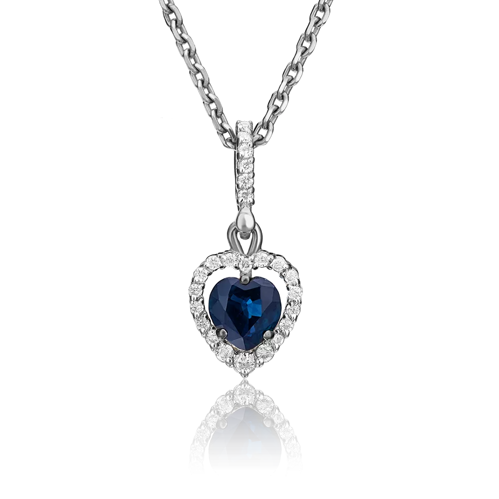 Подвеска из белого золота с сапфиром и бриллиантами 03-0542-00-105-1120-30