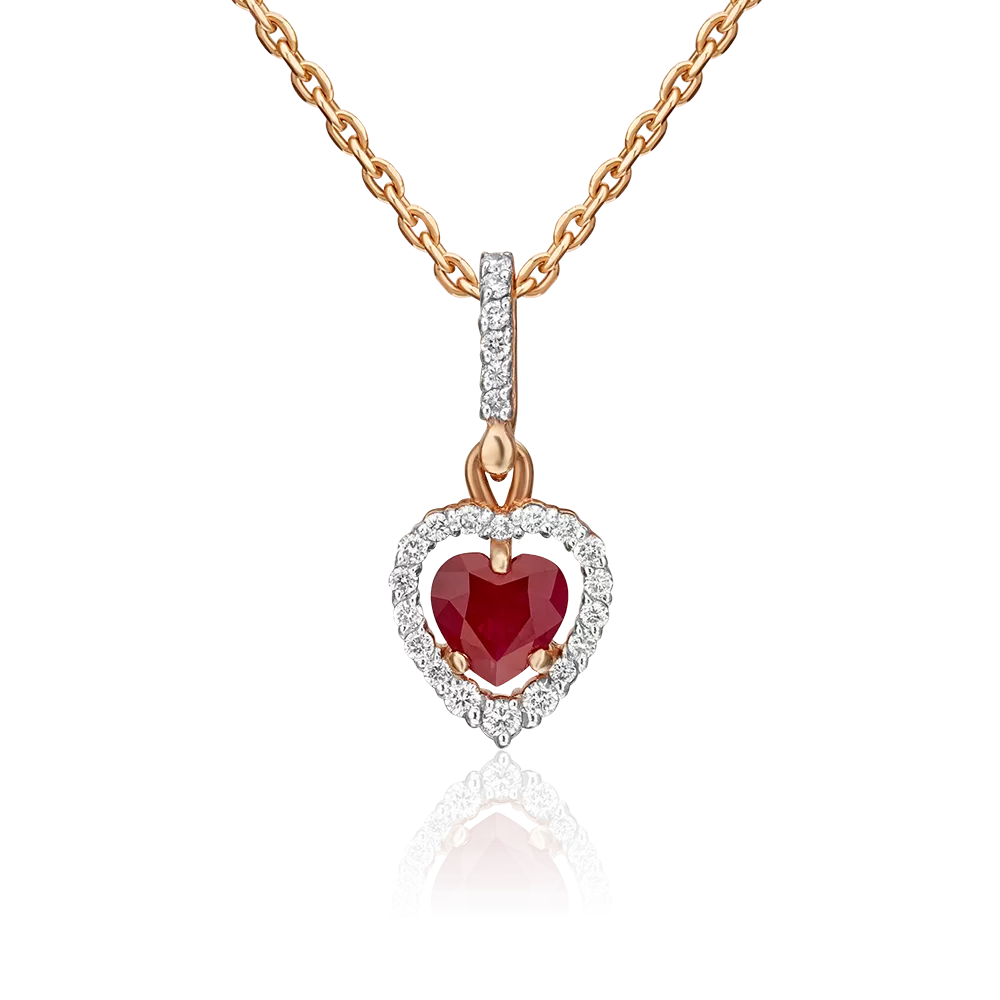 Подвеска из красного золота с рубином и бриллиантами 03-0542-00-107-1110-30