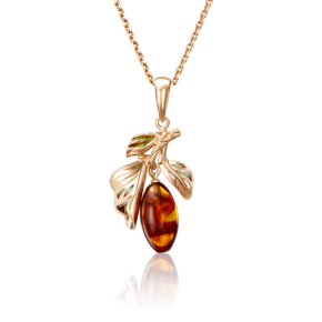 Подвеска «Барбарис» из красного золота с янтарём и эмалью 03-2869-00-271-1110-46