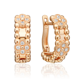 Серьги с английским замком из красного золота с фианитами 02-5590-00-401-1110