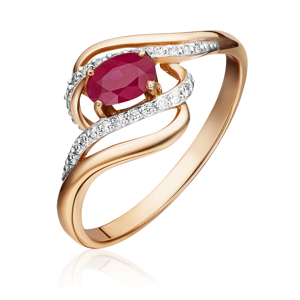 Кольцо из красного золота с рубином и бриллиантами 01-1455-00-107-1110-30
