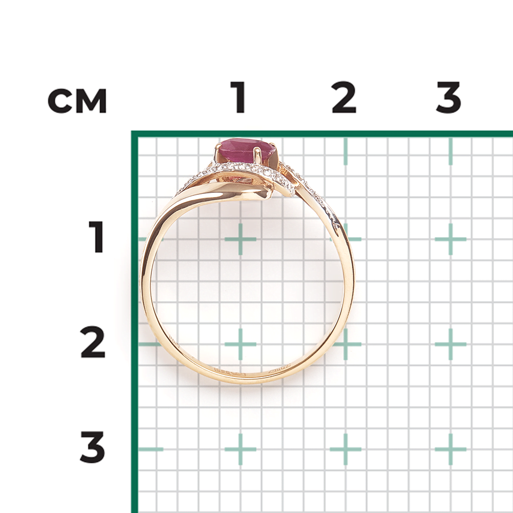 Кольцо из красного золота с рубином и бриллиантами 01-1455-00-107-1110-30