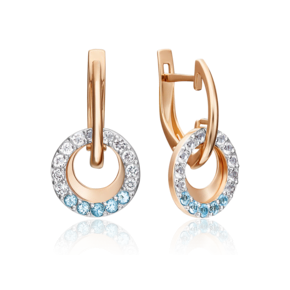 Серьги с английским замком из красного золота с топазами и натуральными топазами white