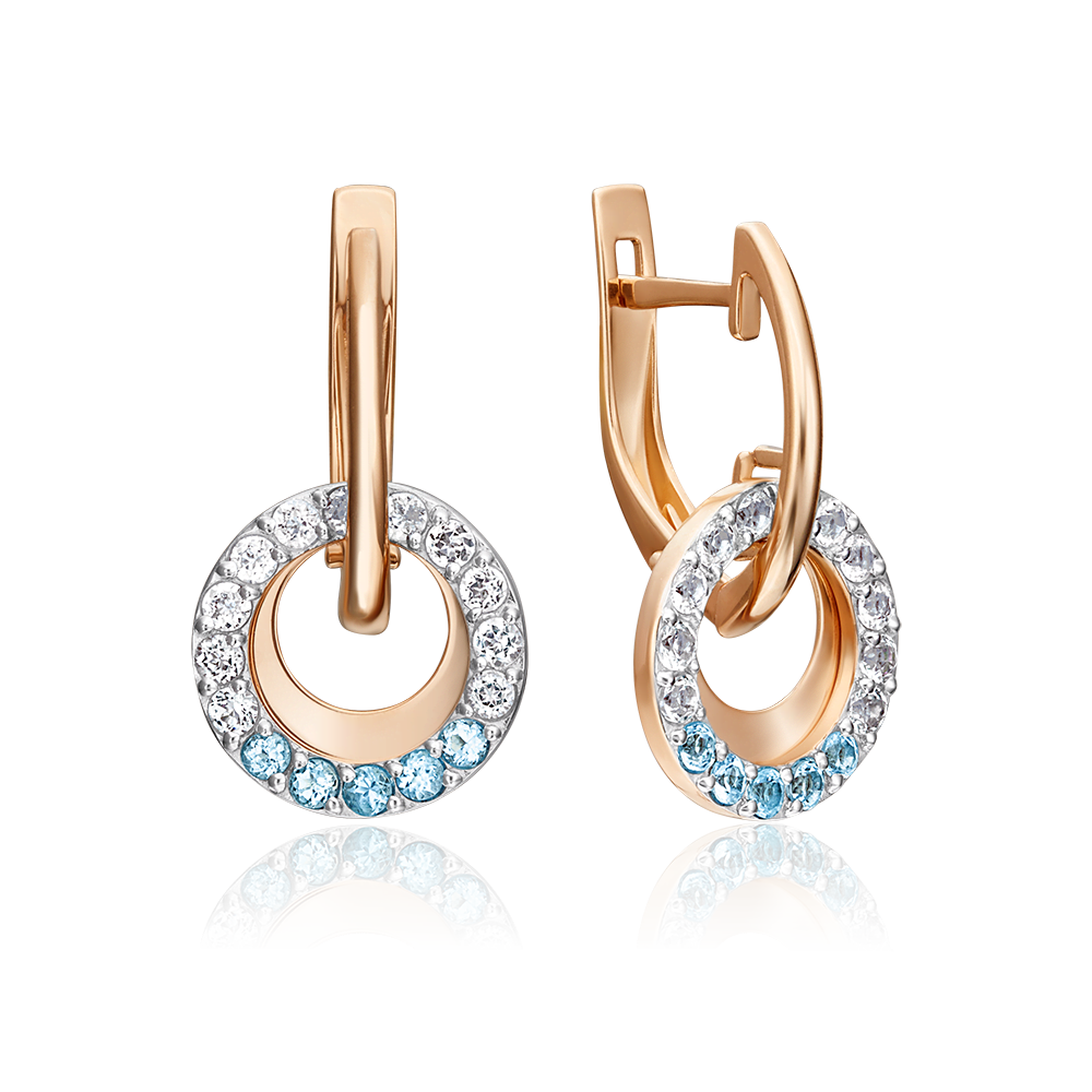 Серьги с английским замком из красного золота с топазами и натуральными топазами white 02-4485-00-201-1110-57