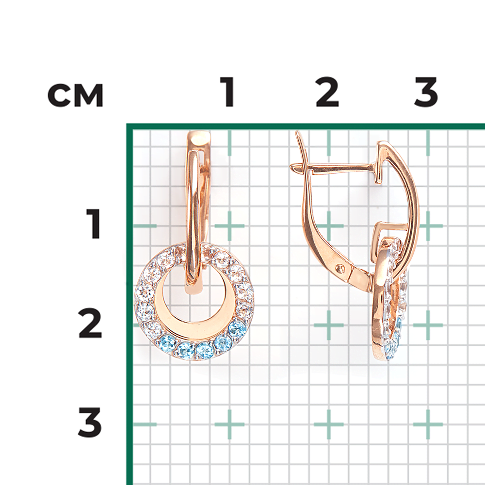 Серьги с английским замком из красного золота с топазами и натуральными топазами white 02-4485-00-201-1110-57