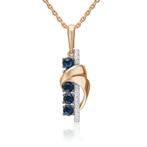 Подвеска из комбинированного золота с сапфирами и бриллиантами 03-3473-00-105-1111