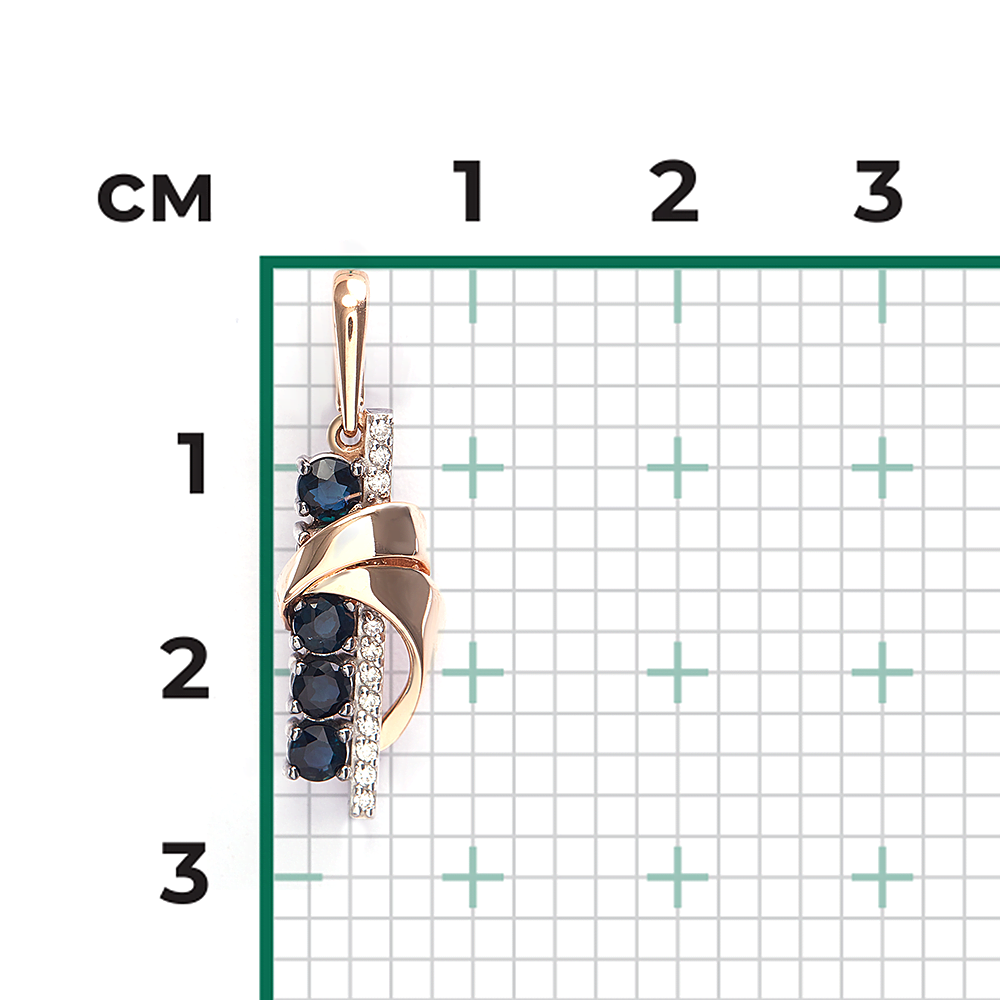 Подвеска из комбинированного золота с сапфирами и бриллиантами 03-3473-00-105-1111