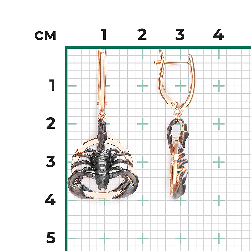 Серьги «Скорпионы» из комбинированного золота 02-5286-00-000-1111