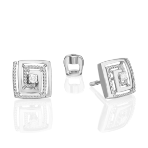 Серьги-пусеты из белого золота с бриллиантом 02-5437-00-101-1120