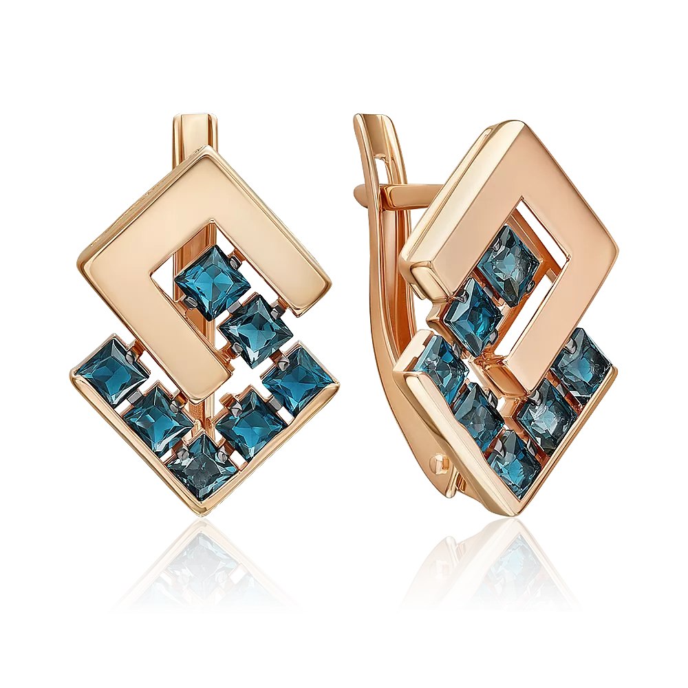 Серьги с английским замком из красного золота с топазами 02-5429-01-201-1110