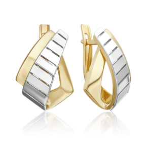 Серьги с английским замком из комбинированного золота 02-5375-00-000-1121