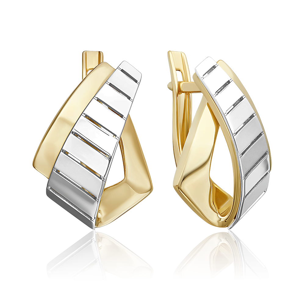 Серьги с английским замком из комбинированного золота 02-5375-00-000-1121