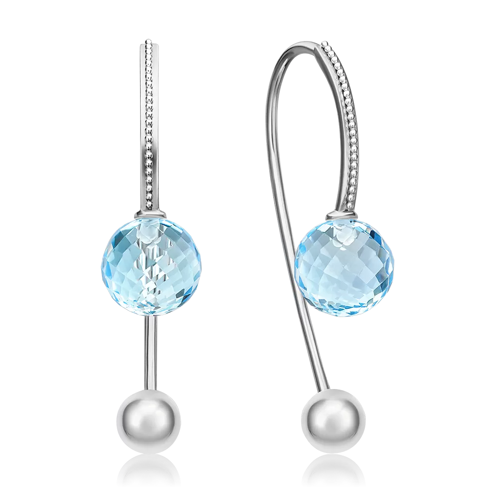 Серьги с французским замком из белого золота с топазом 02-4413-00-201-1120-46