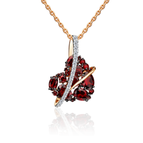 Подвеска «Сердце» из красного золота с гранатами и натуральными топазами white 03-3123-00-264-1110-46
