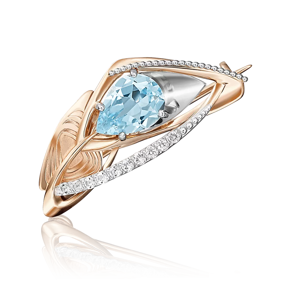 Брошь из комбинированного золота с топазом и натуральными топазами white 04-0196-00-201-1111-57