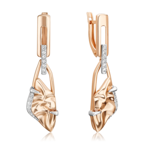 Серьги «Загадочность» с английским замком из комбинированного золота с натуральными топазами white 02-5098-00-201-1111