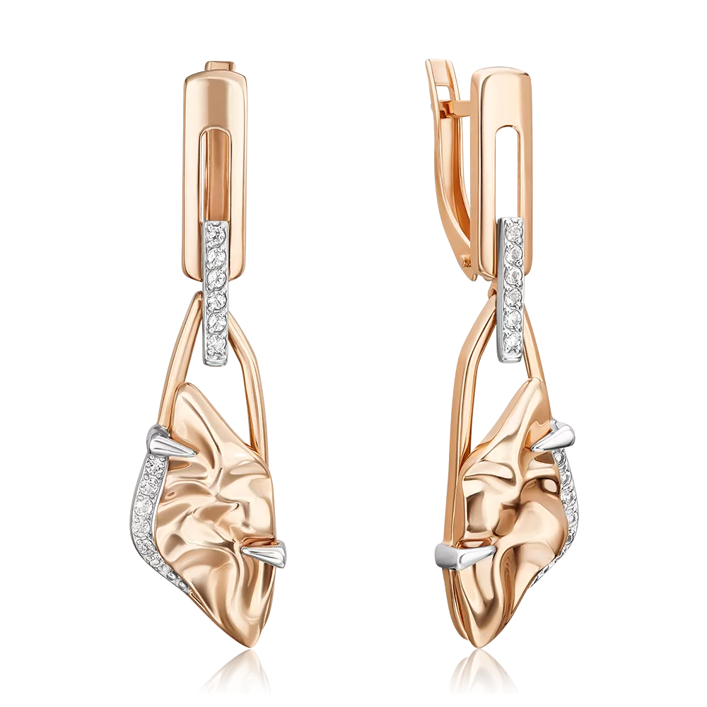 Серьги «Загадочность» с английским замком из комбинированного золота с натуральными топазами white 02-5098-00-201-1111