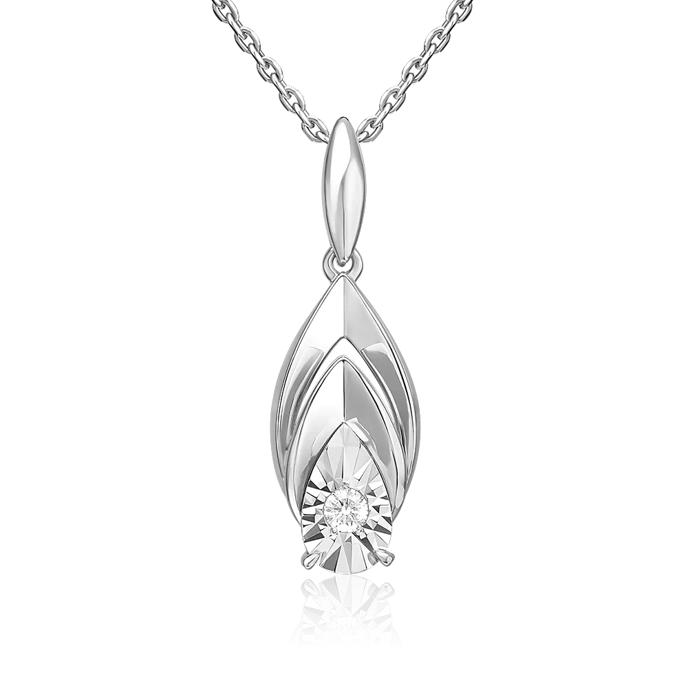 Подвеска из белого золота с бриллиантом 03-3471-00-101-1120