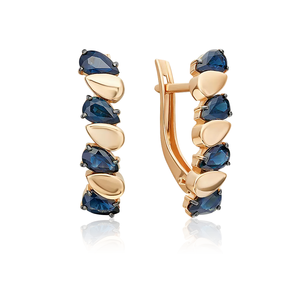 Серьги с английским замком из красного золота с сапфирами 02-5466-00-102-1110