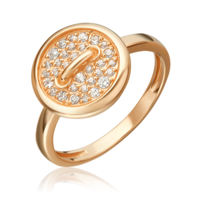 Кольцо «Пуговица» из красного золота с фианитами 01-5890-00-401-1110