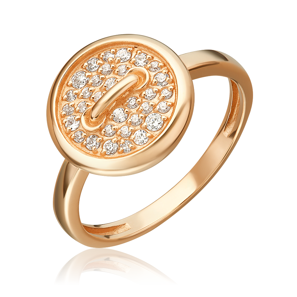 Кольцо «Пуговица» из красного золота с фианитами 01-5890-00-401-1110