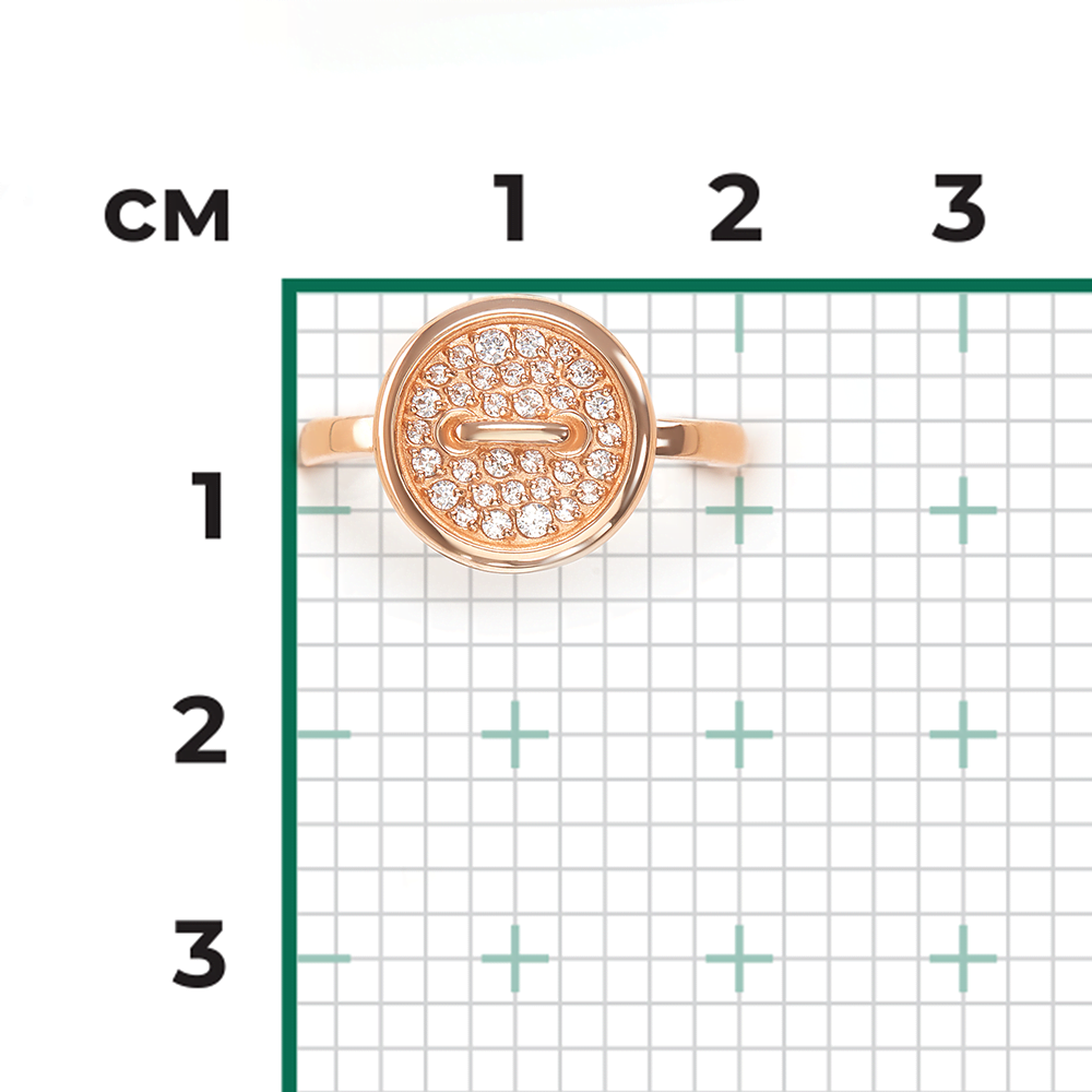 Кольцо «Пуговица» из красного золота с фианитами 01-5890-00-401-1110