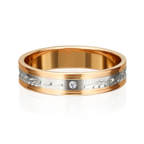 Обручальное кольцо «Вместе навсегда» из комбинированного золота с фианитом 01-4038-00-401-1111-21