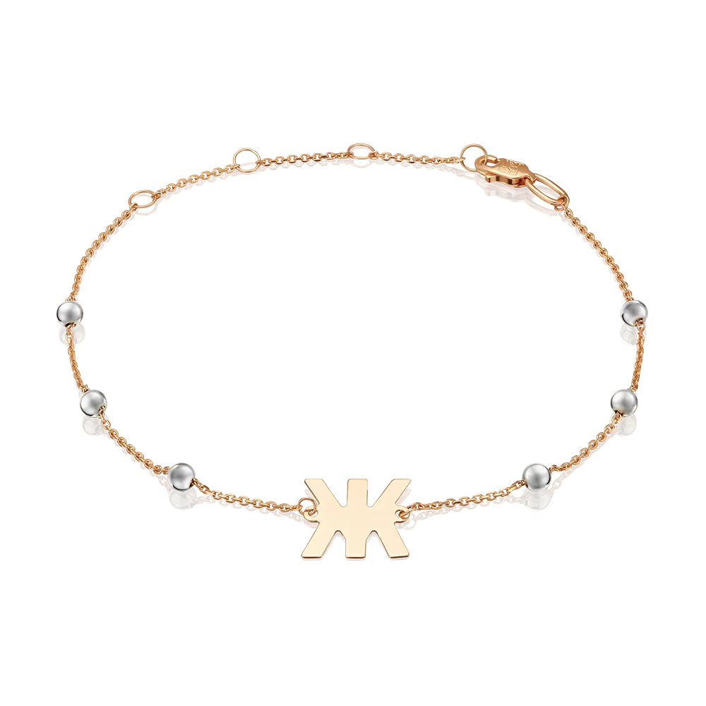 Браслет «Буква Ж» из комбинированного золота 05-0849-Ж-000-1111