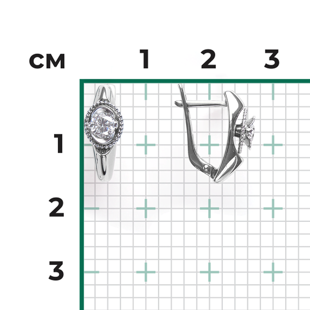 Серьги с английским замком из белого золота с фианитом 02-4215-00-501-1120-38