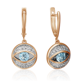 Серьги «Глаза» с английским замком из красного золота с топазом и натуральными топазами white 02-4383-00-201-1110-57