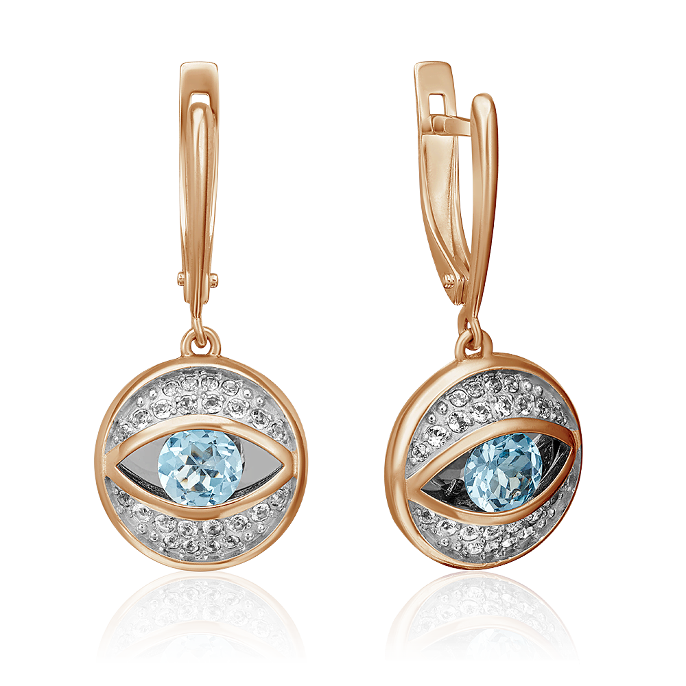 Серьги «Глаза» с английским замком из красного золота с топазом и натуральными топазами white 02-4383-00-201-1110-57