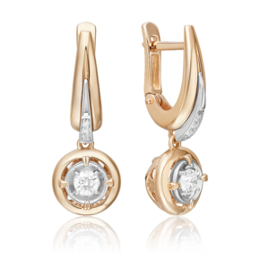 Серьги с английским замком из комбинированного золота с бриллиантами 02-5242-00-101-1111