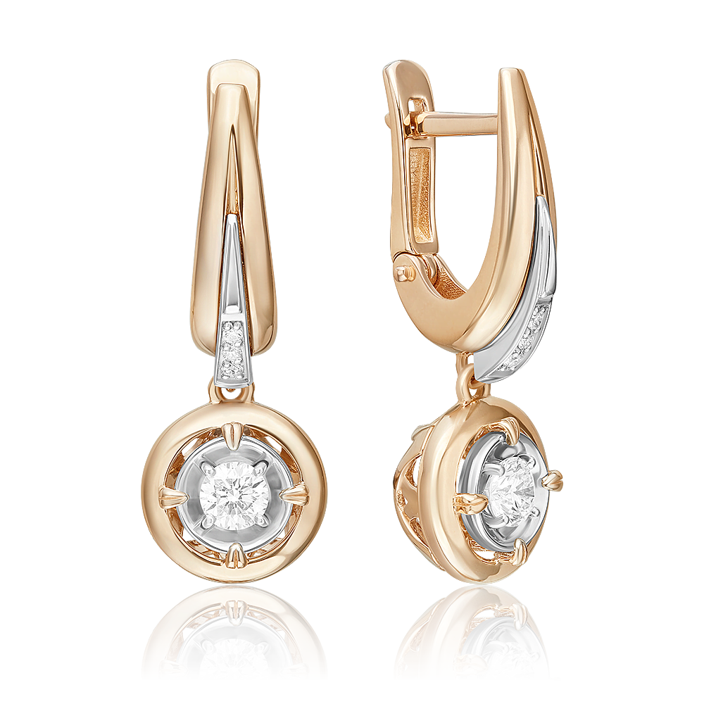 Серьги с английским замком из комбинированного золота с бриллиантами 02-5242-00-101-1111