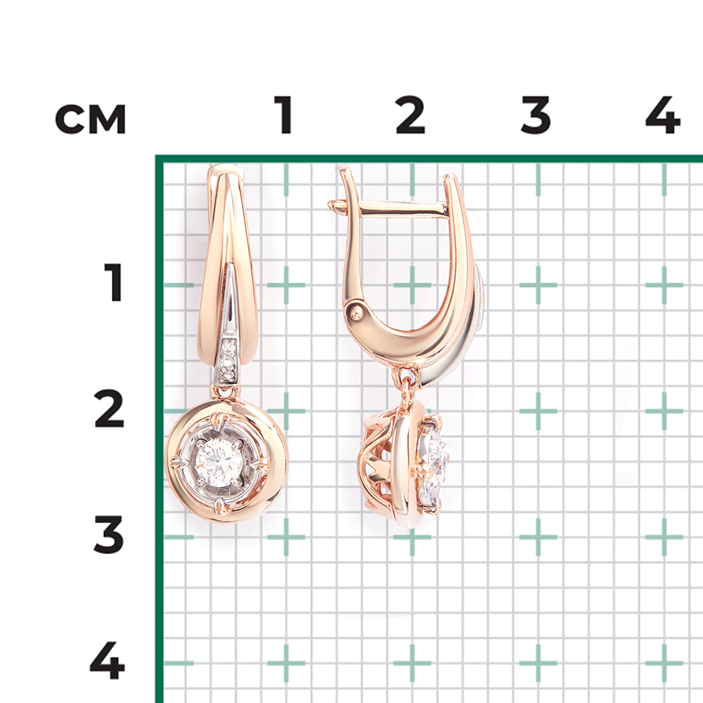 Серьги с английским замком из комбинированного золота с бриллиантами 02-5242-00-101-1111