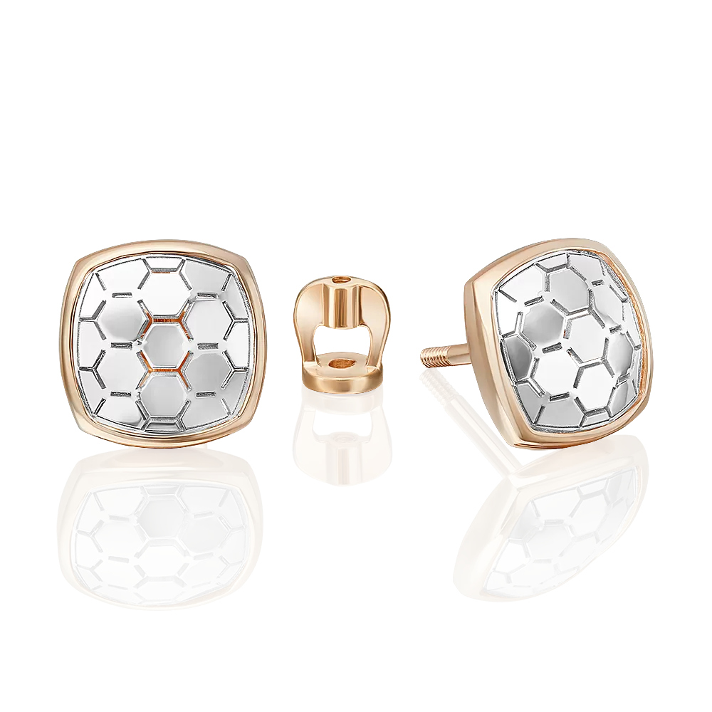 Серьги-пусеты из комбинированного золота 02-5260-00-000-1111