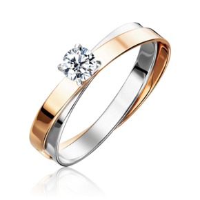 Помолвочное кольцо из комбинированного золота с фианитом 01-5452-00-401-1111