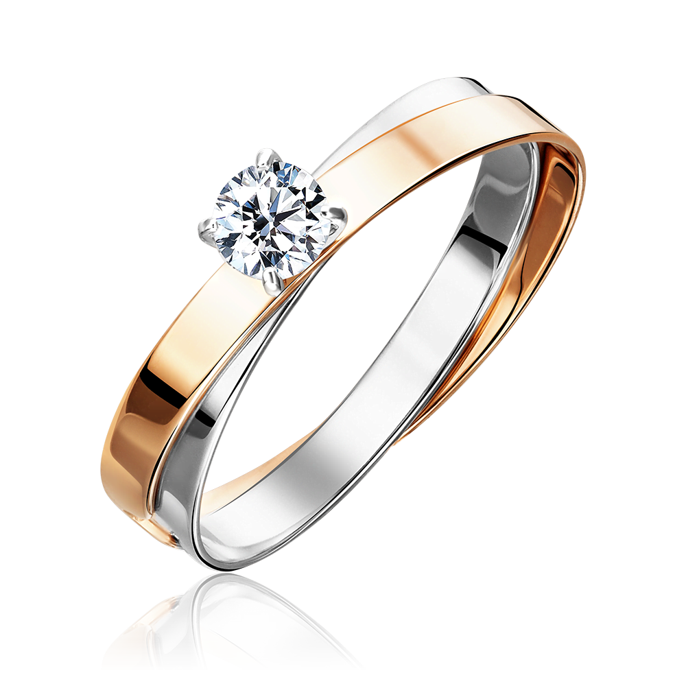 Помолвочное кольцо из комбинированного золота с фианитом 01-5452-00-401-1111