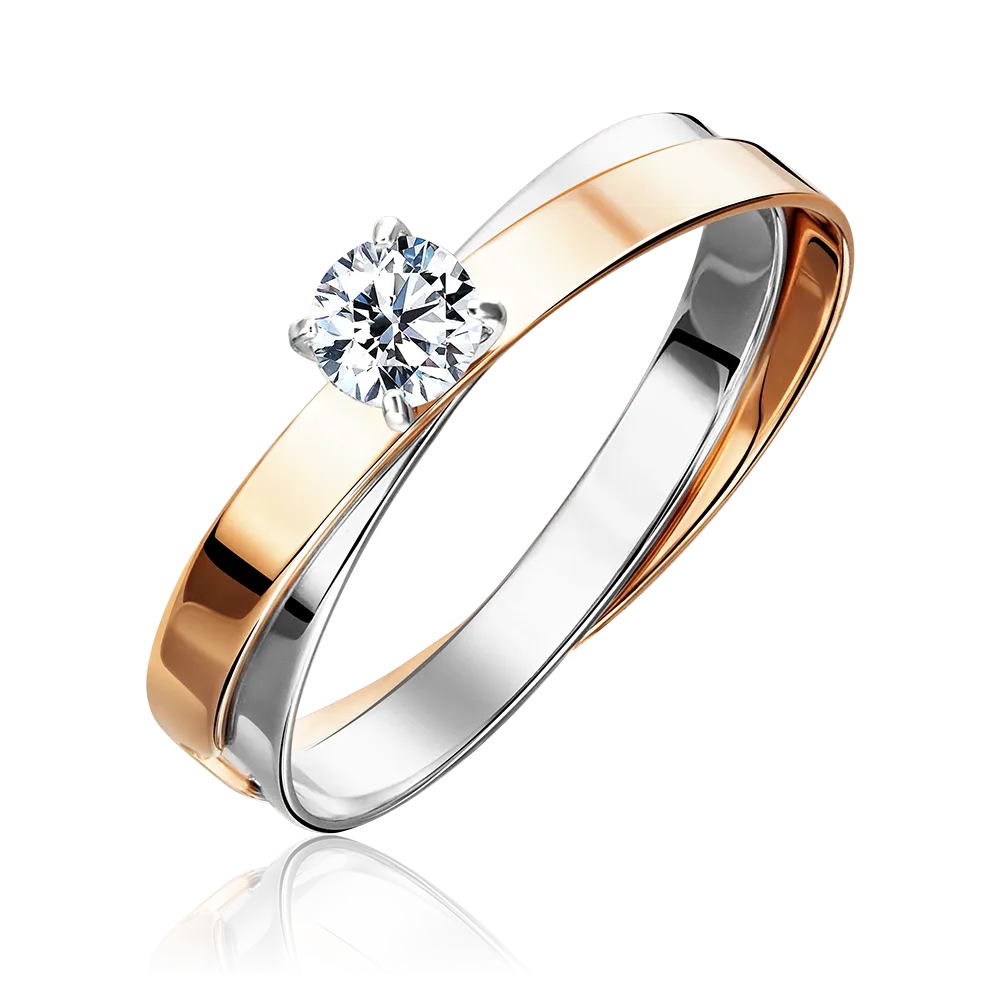 Помолвочное кольцо из комбинированного золота с фианитом 01-5452-00-401-1111