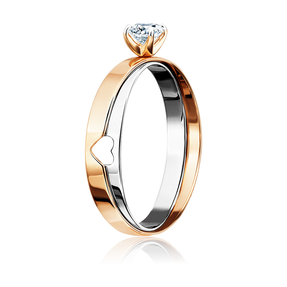 Помолвочное кольцо из комбинированного золота с фианитом 01-5452-00-401-1111