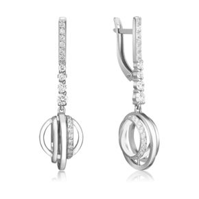 Серьги с английским замком из серебра с фианитами 02-5142-00-401-0200