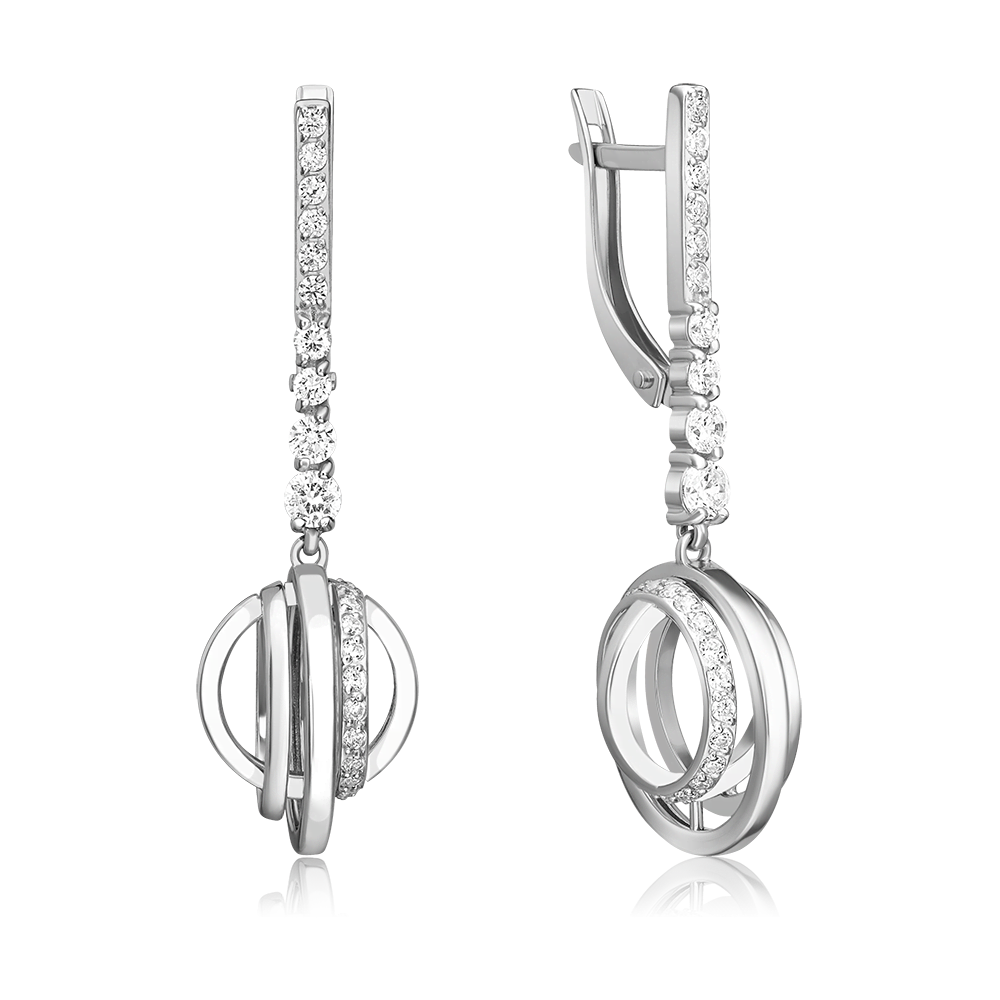 Серьги с английским замком из серебра с фианитами 02-5142-00-401-0200